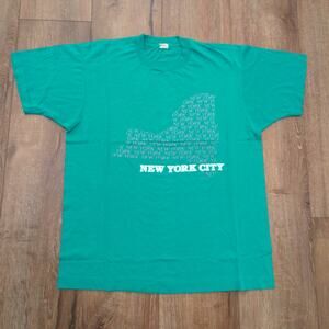 VTG New York City NYC Adult XL Shirt State Single Stitch Teal Turquoise USA 80s